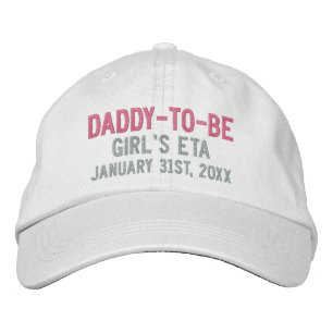 Daddy-to-Beカスタム期限（ピンクとグレー） 刺繍入りキャップ