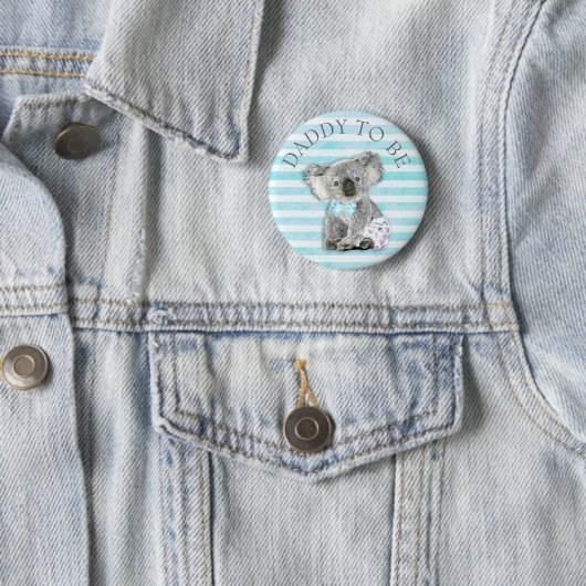 DADDY to be Baby Shower button Koala Bear Themed 缶バッジ (インサイチュ)