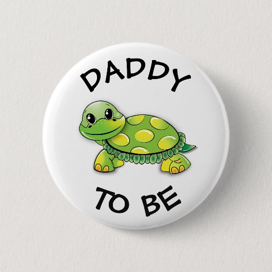Daddy to be Baby Shower Button Turtleテーマ 缶バッジ (正面)