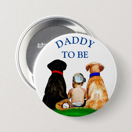Daddy to be Baseball Boy's Baby Shower 缶バッジ (正面&裏面)