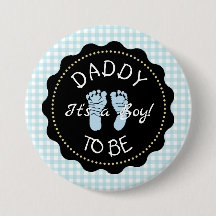 Daddy to be Blue Gingham Baby Showerボタン