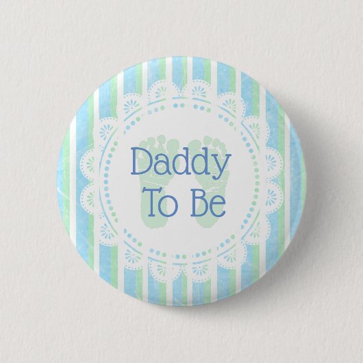 Daddy to be Blue Green Baby Showerボタン 缶バッジ (正面)