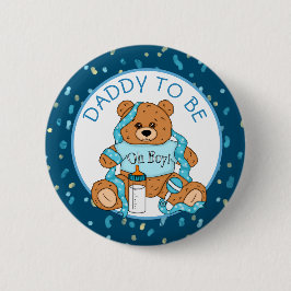 Daddy to be Blue Teddy Bearベビーシャワー 缶バッジ