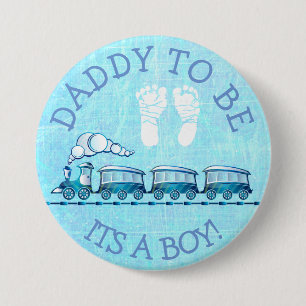 Daddy to be, Blue Trainベビーシャワーボタン 缶バッジ