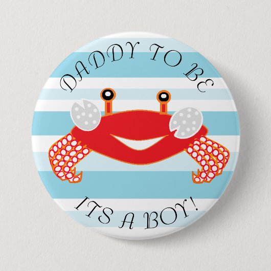 Daddy to be Crab男の子の赤ちゃんシャワーボタン 缶バッジ (正面)
