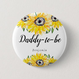 Daddy to be new Dadひまわり赤ちゃんシャワーフローラ 缶バッジ