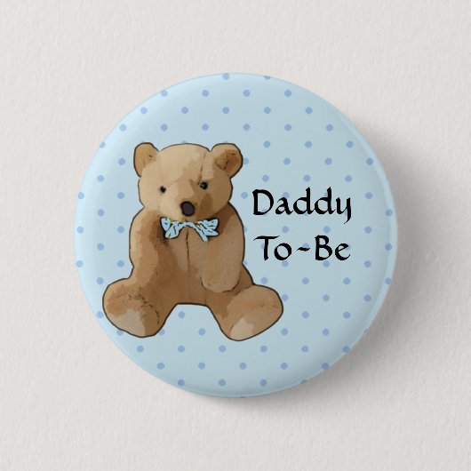 Daddy To Be Teddy Bearベビーシャワーボタン 缶バッジ (正面)