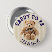 Daddy to be, Teddy Bear Baby Showerボタン 缶バッジ (正面&裏面)