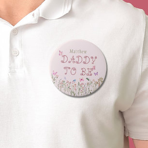 Daddy To Be Wildflower Girl Baby Showerボタン 缶バッジ