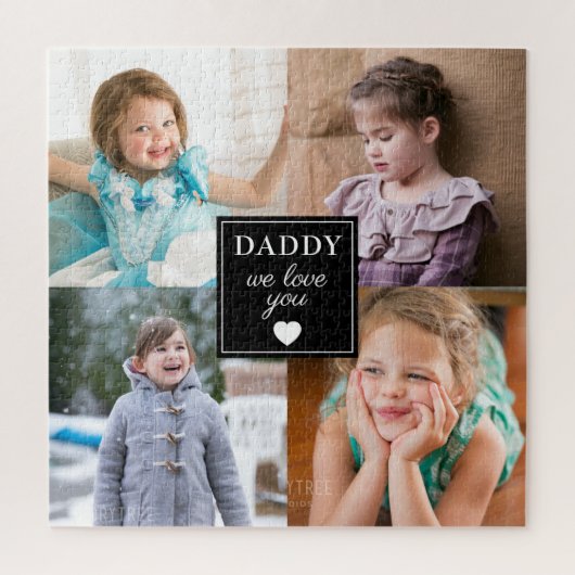 Daddy We Love You 4 Photo Collage ジグソーパズル (縦)