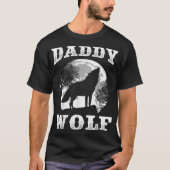 Daddy Wolf Moon Silhouette Design Tシャツ (正面)