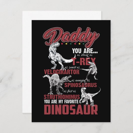 Daddy YouはTレックス恐竜のギフトと同じくらい強い サンキューカード (正面/裏面)