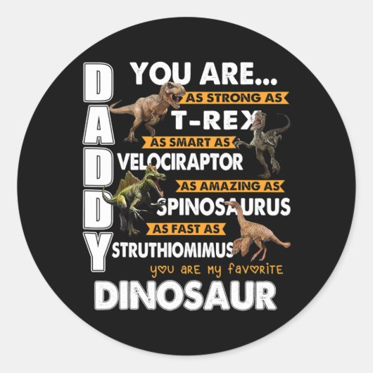 Daddy You Are My Favorite Dinosaur Father's Day  ラウンドシール (正面)