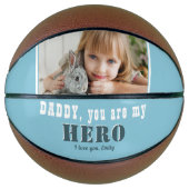 Daddy you are my Hero Blue Father's Day Photo バスケットボール (正面)