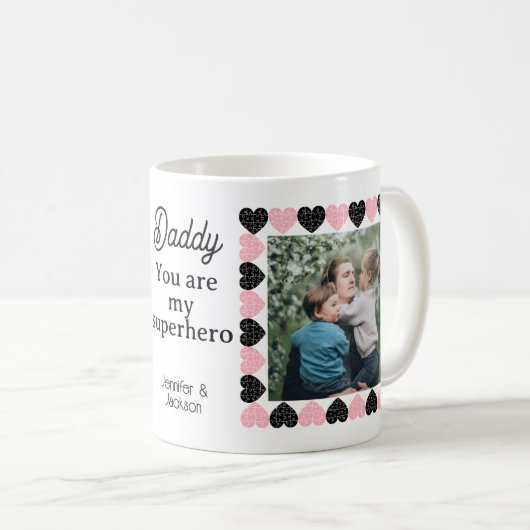 Daddy You Are My Superhero/2枚の写真 コーヒーマグカップ (正面右)