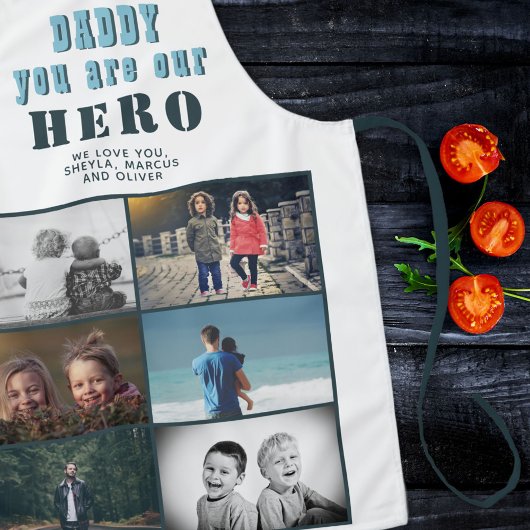 Daddy you are our Hero 6 Photo Collage エプロン