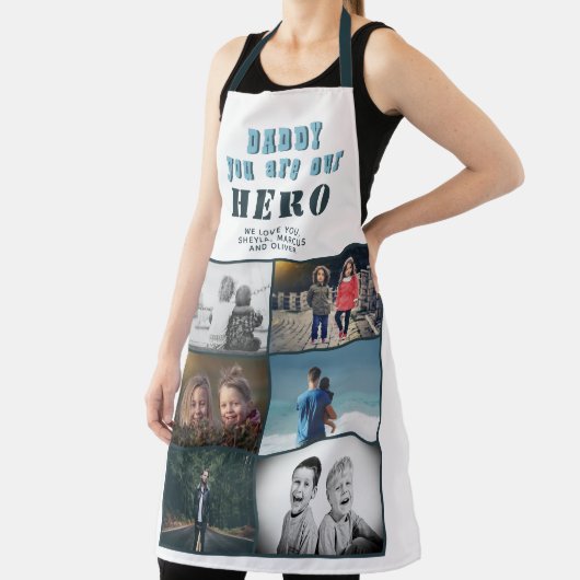 Daddy you are our Hero 6 Photo Collage エプロン (インサイチュ)
