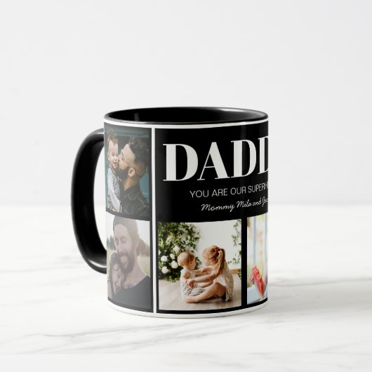 Daddy You are our Superheroフォトコラージュカスタム マグカップ (正面左)