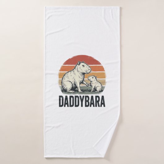 Daddybara Capybara Vintage Sunset Shirt Design_1 バスタオル (バスタオル)