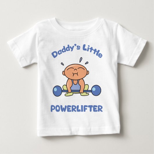 Daddysリトルパワーリフターキッズスポーツパワーリフティング ベビーTシャツ (正面)