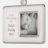 Daddy's 1st Christmas パーソナライズされた Name Photo シルバープレートフレームオーナメント (左)