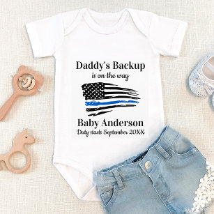 Daddy's Backup On the Way Thin Blue Line Police ベビーボディスーツ