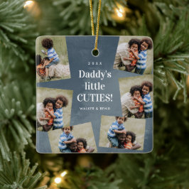 Daddy's Cuties フォトコラージュ クリスマス ホリデー セラミックオーナメント