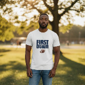 Daddy's First Year First Down Football Navy Blue  Tシャツ