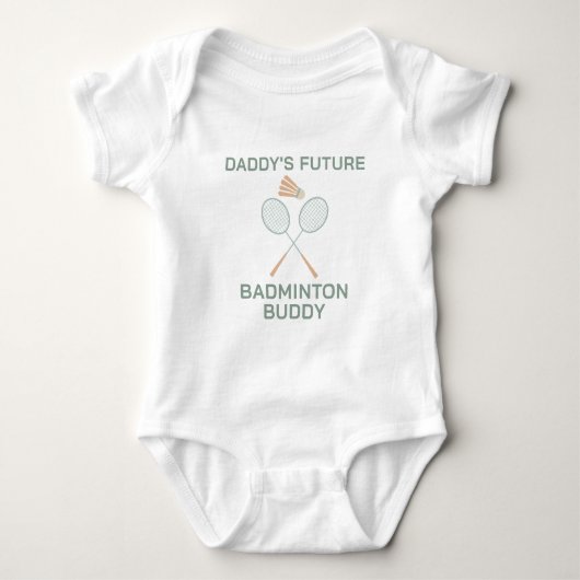Daddy's Future Badminton Buddy - Badminton ベビーボディスーツ (正面)