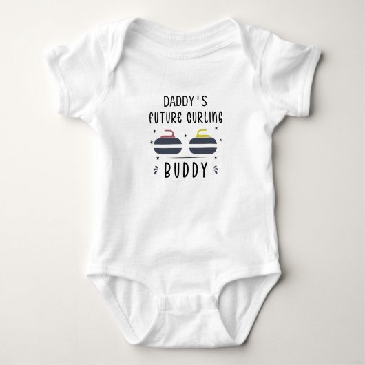Daddy's Future Curling Buddy – カーリング ベビーボディスーツ (正面)