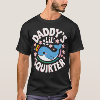 Daddy's Lil Squirter Pastel Whale Hearts Tシャツ