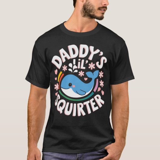 Daddy's Lil Squirter Pastel Whale Hearts Tシャツ (正面)