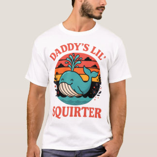 Daddy's Lil Squirter Retro Whale Illustration Tシャツ