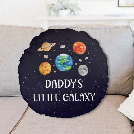 Daddy's Little Galaxy Funny Quote Space Nursery ラウンドクッション