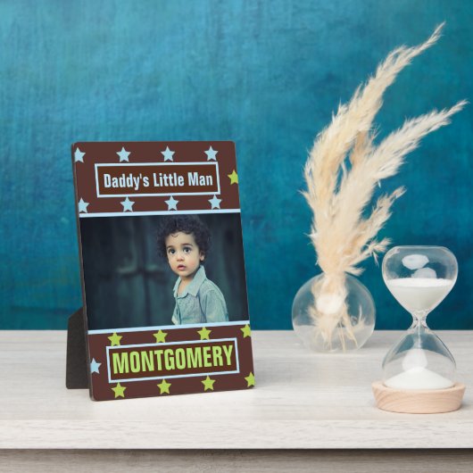 Daddys Little Man Brown Stars and Boysの写真 フォトプラーク (側面)