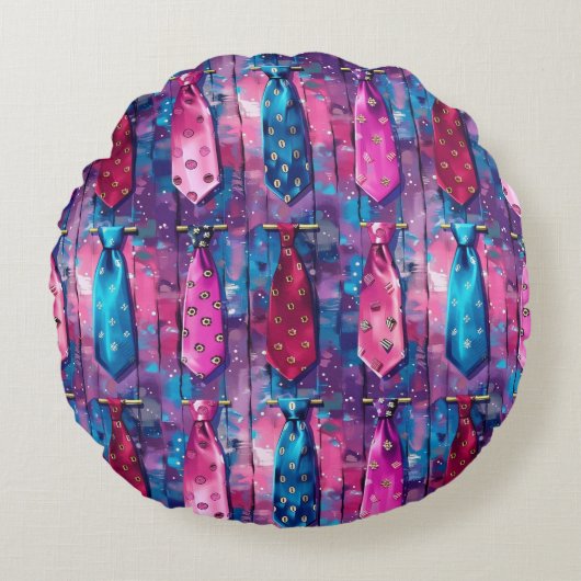 Daddy's Ties Round Cotton Throw Pillow ラウンドクッション (正面)