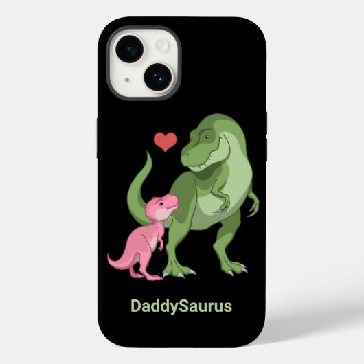 DaddySaurusティラオサウルスレックス&ベビーガールディノ Case-Mate iPhoneケース (裏面)