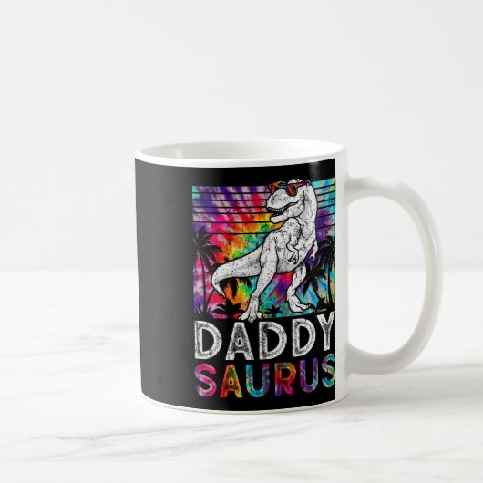 Daddysaurus Dinosaur Daddy Saurus Family Matching  コーヒーマグカップ (右)