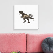 Daddysaurus Dinosaur Vintage Engraving Shirt Desig キャンバスプリント (インサイチュ (リビング))