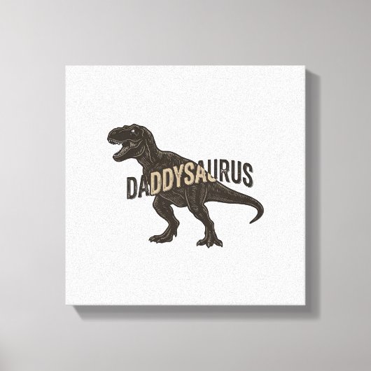 Daddysaurus Dinosaur Vintage Engraving Shirt Desig キャンバスプリント (正面)