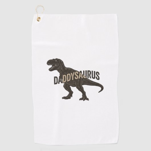 Daddysaurus Dinosaur Vintage Engraving Shirt Desig ゴルフタオル (正面)