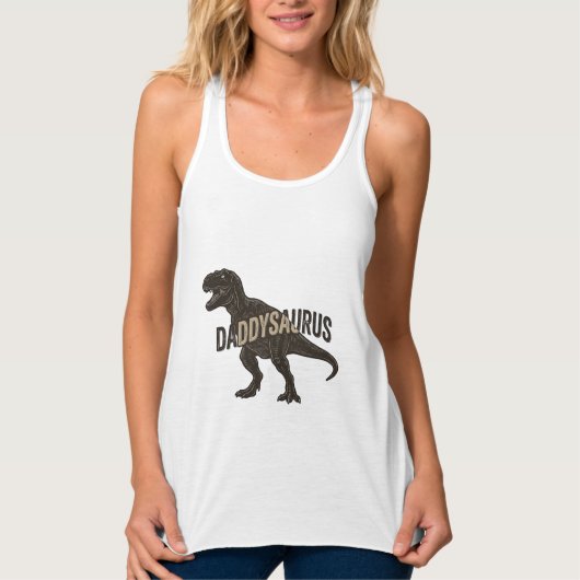 Daddysaurus Dinosaur Vintage Engraving Shirt Desig タンクトップ (正面)