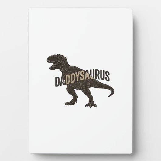 Daddysaurus Dinosaur Vintage Engraving Shirt Desig フォトプラーク (正面)