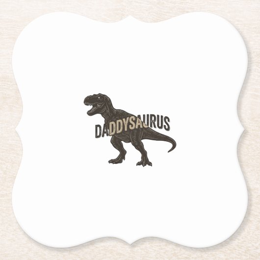 Daddysaurus Dinosaur Vintage Engraving Shirt Desig ペーパーコースター (正面)