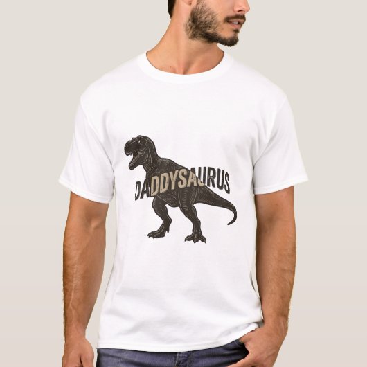 Daddysaurus Dinosaur Vintage Engraving Shirt Desig Tシャツ (正面)