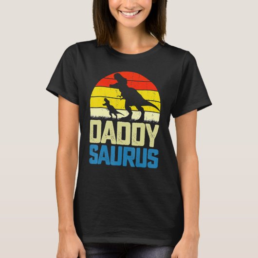Daddysaurus Fathers Day  Daddy Saurus Men Dad Tシャツ (正面)