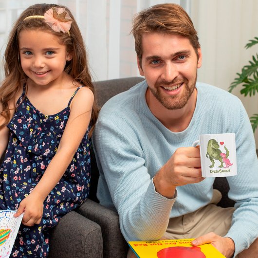 DaddySaurus T-レックスとベビーガール恐竜 コーヒーマグカップ