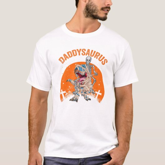 Daddysaurus T Rex Dinosaur Daddy Saurus Sunset Hal Tシャツ (正面)