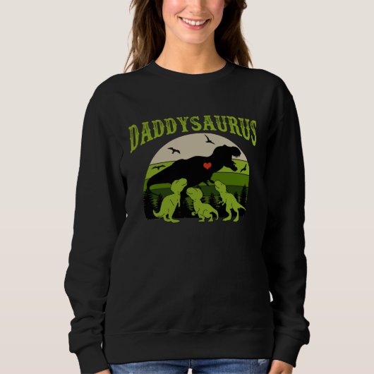 Daddysaurus with 3 Dino Kid for Father s Day スウェットシャツ (正面)