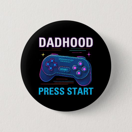 Dadhood Press Startレトロゲーマーデザインボタン 缶バッジ (正面)